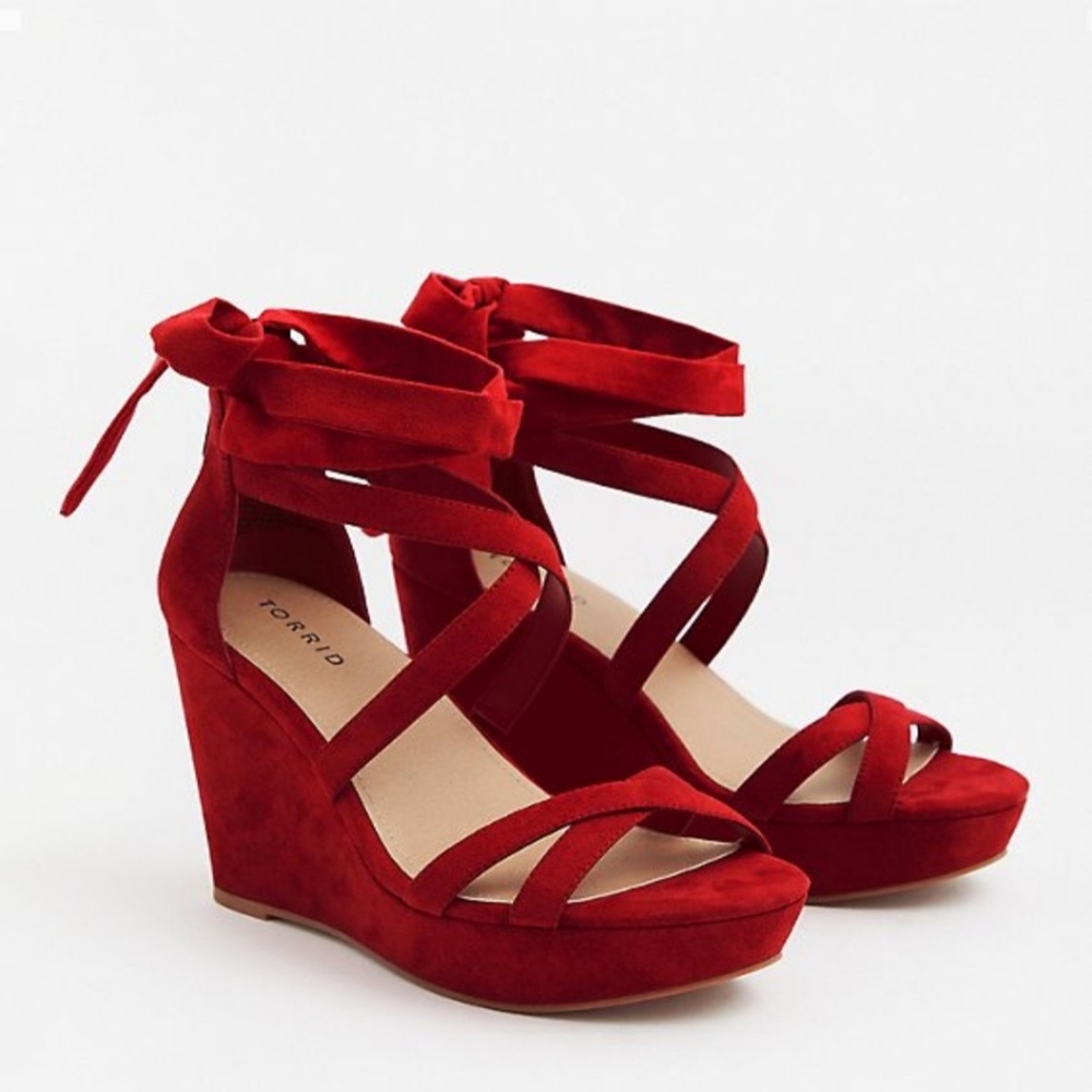 Red Torrid Strappy Wrap Platform Wedge (WW)